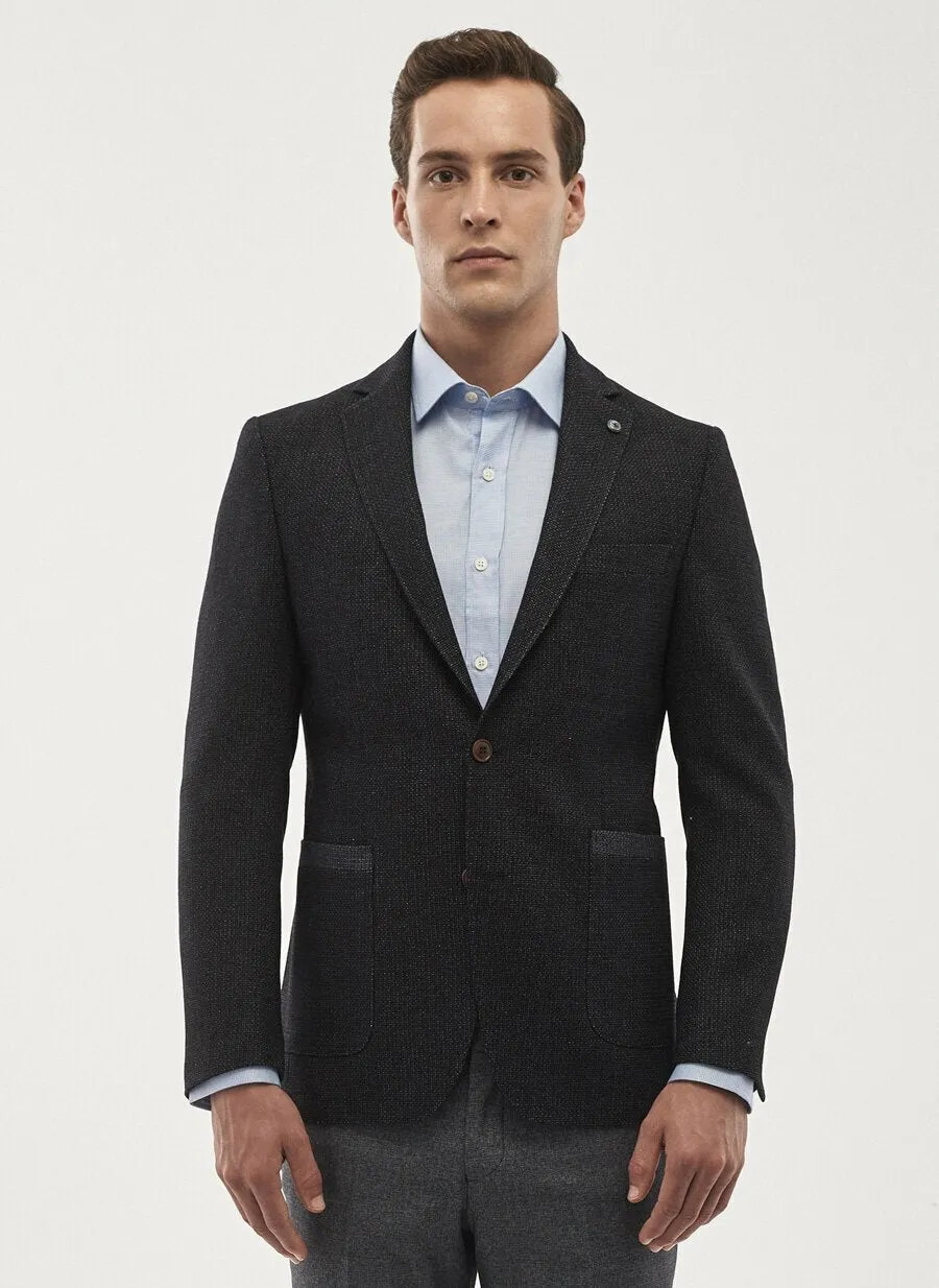 16838 Navy Blue Slim Fit Jacket