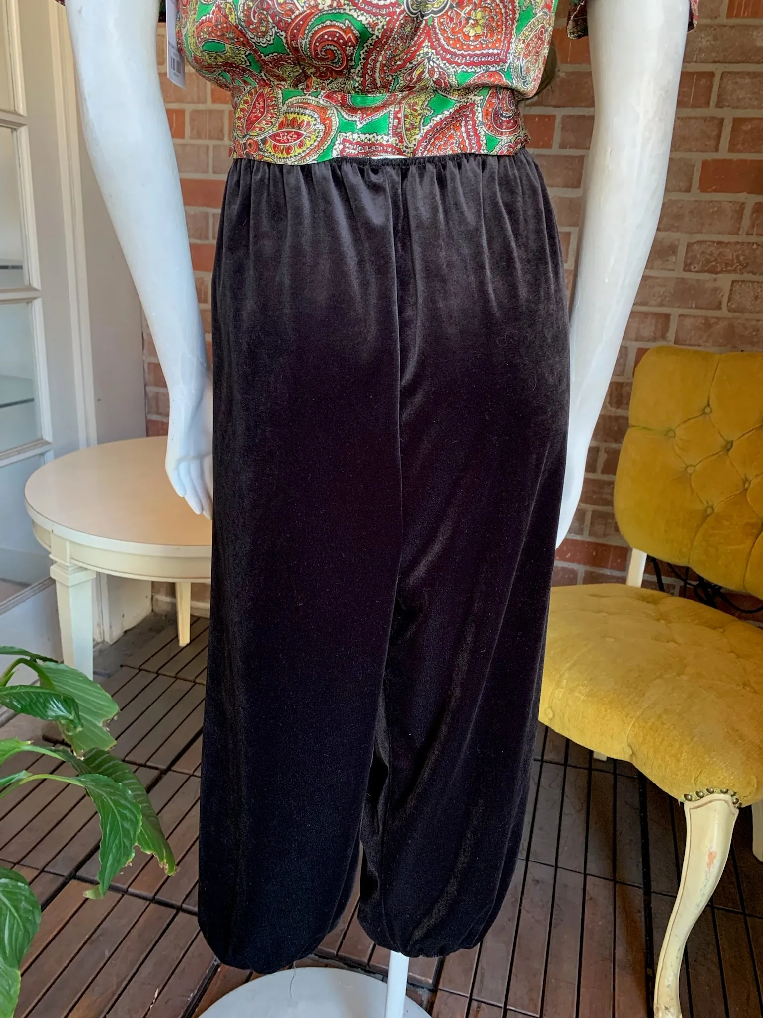 1980s Black Velvet Harlem Pants