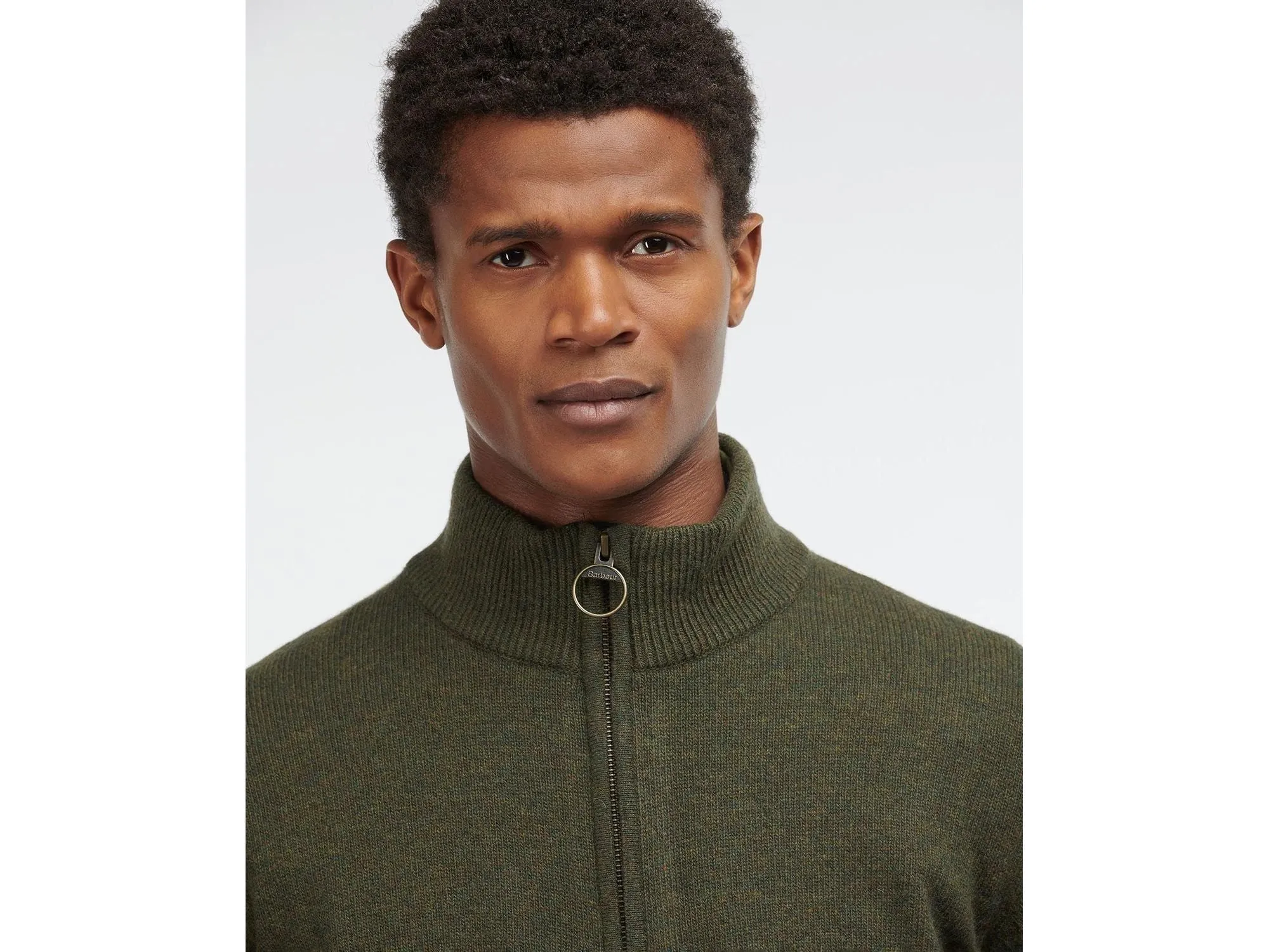 Barbour Holden Half Zip Sweater In Olive Marl