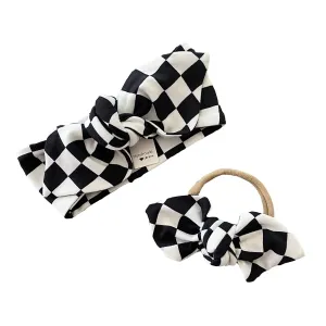 Black Retro Checkered Headbands