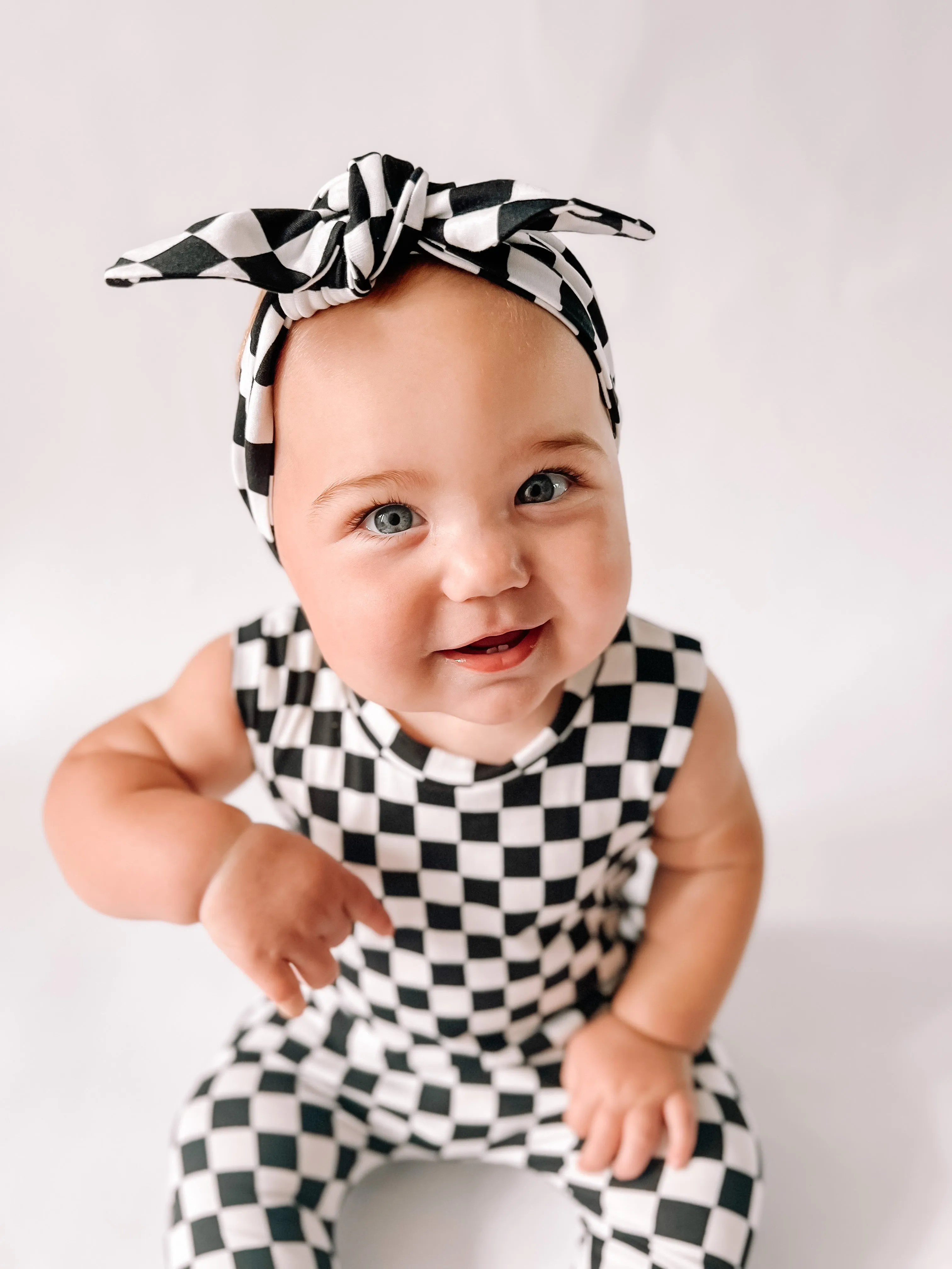 Black Retro Checkered Headbands