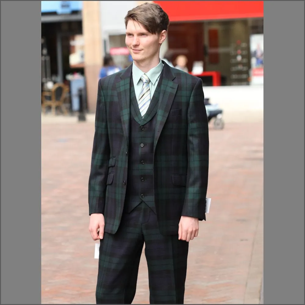 Black Watch Tartan Wool Blazer--