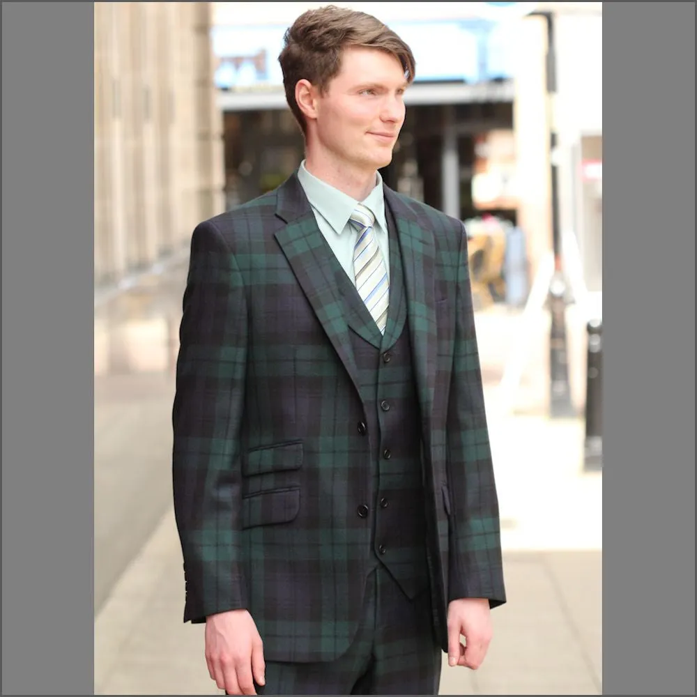 Black Watch Tartan Wool Blazer--