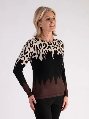 Black/Cream Mixed Animal Pattern Jumper