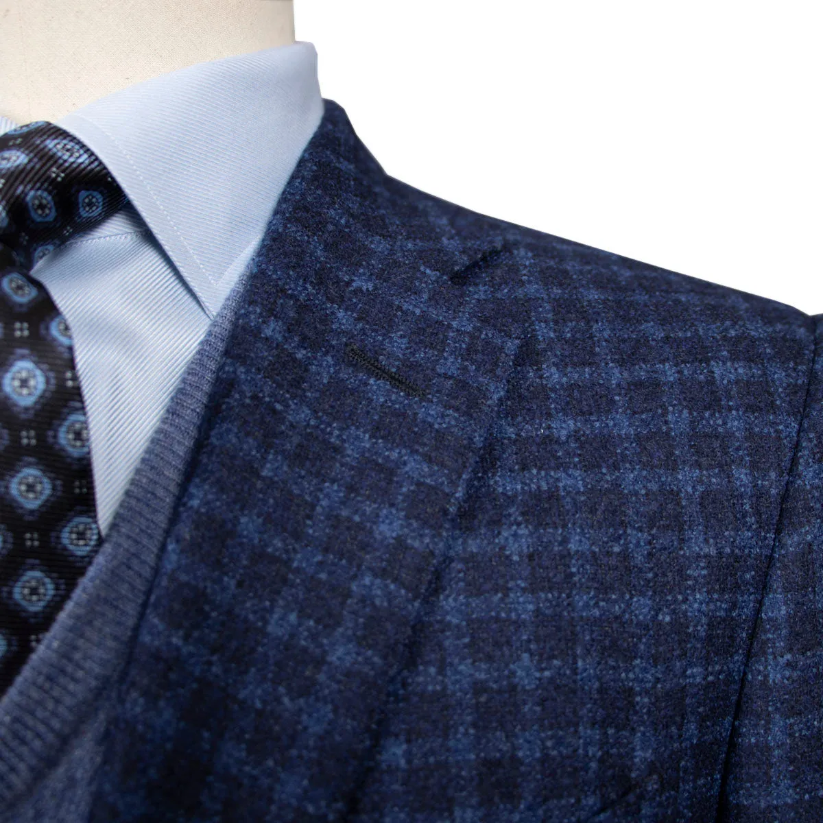 Blue Check Wool, Silk, & Cashmere Jacket