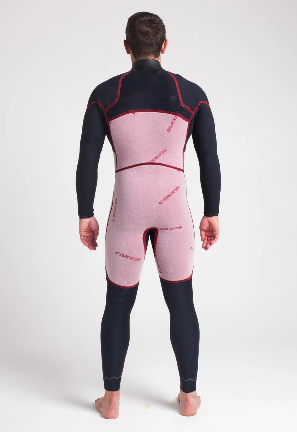 C-Skins Wired 5/4mm Hooded Chest Zip Wetsuit - Anthracite/Black/Warm Red