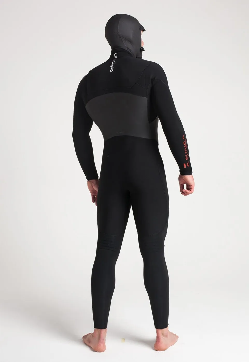 C-Skins Wired 5/4mm Hooded Chest Zip Wetsuit - Anthracite/Black/Warm Red