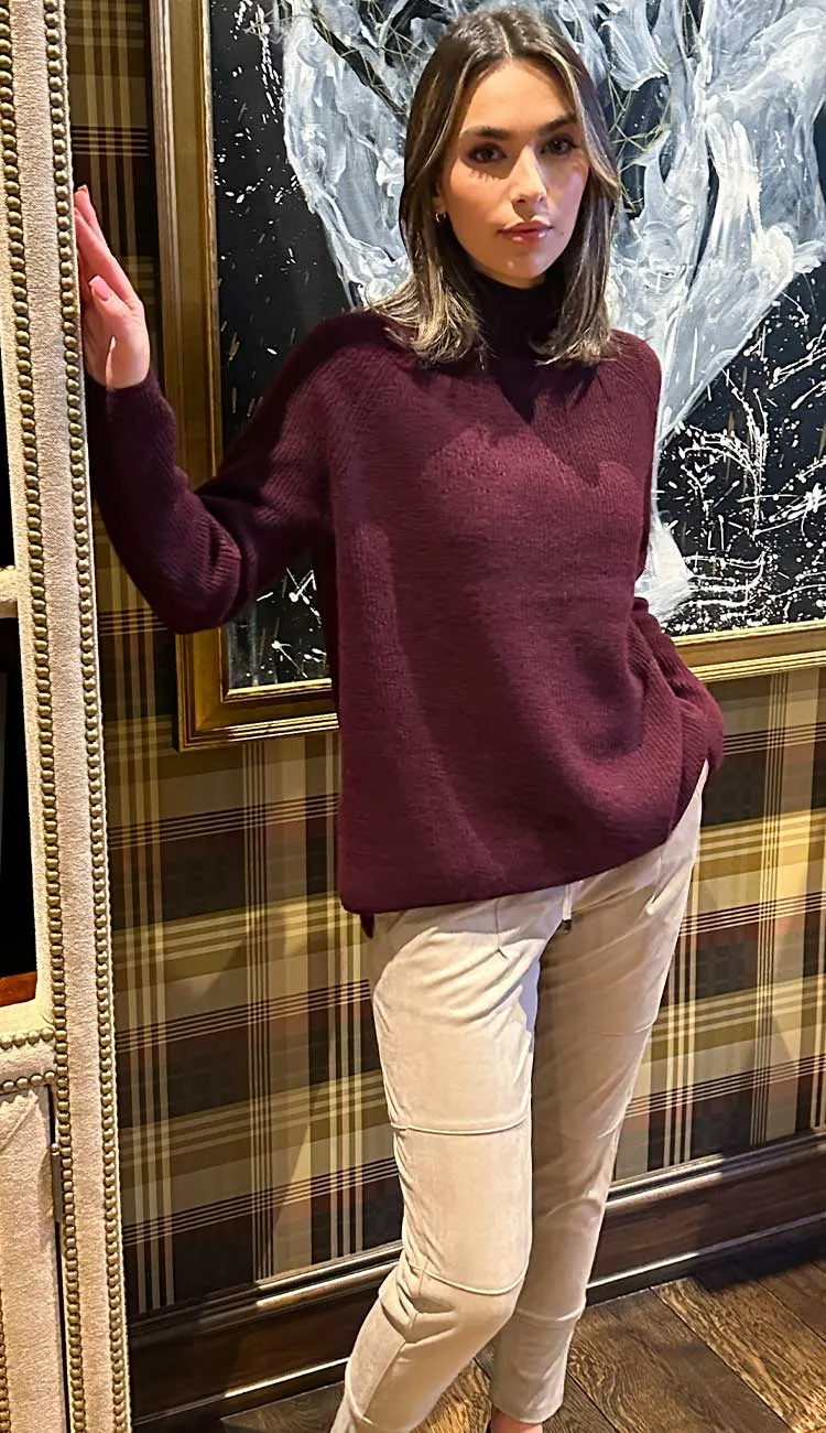 Cashmere Ribbed Standneck Sweater - Chianti