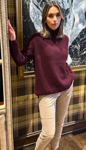 Cashmere Ribbed Standneck Sweater - Chianti