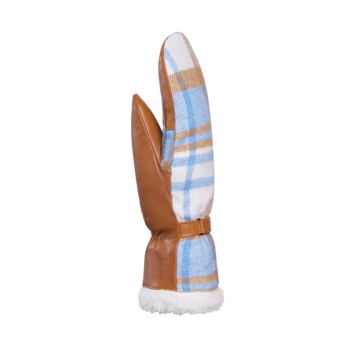 Darling Wool Blend Mittens - Silky Blue Tartan