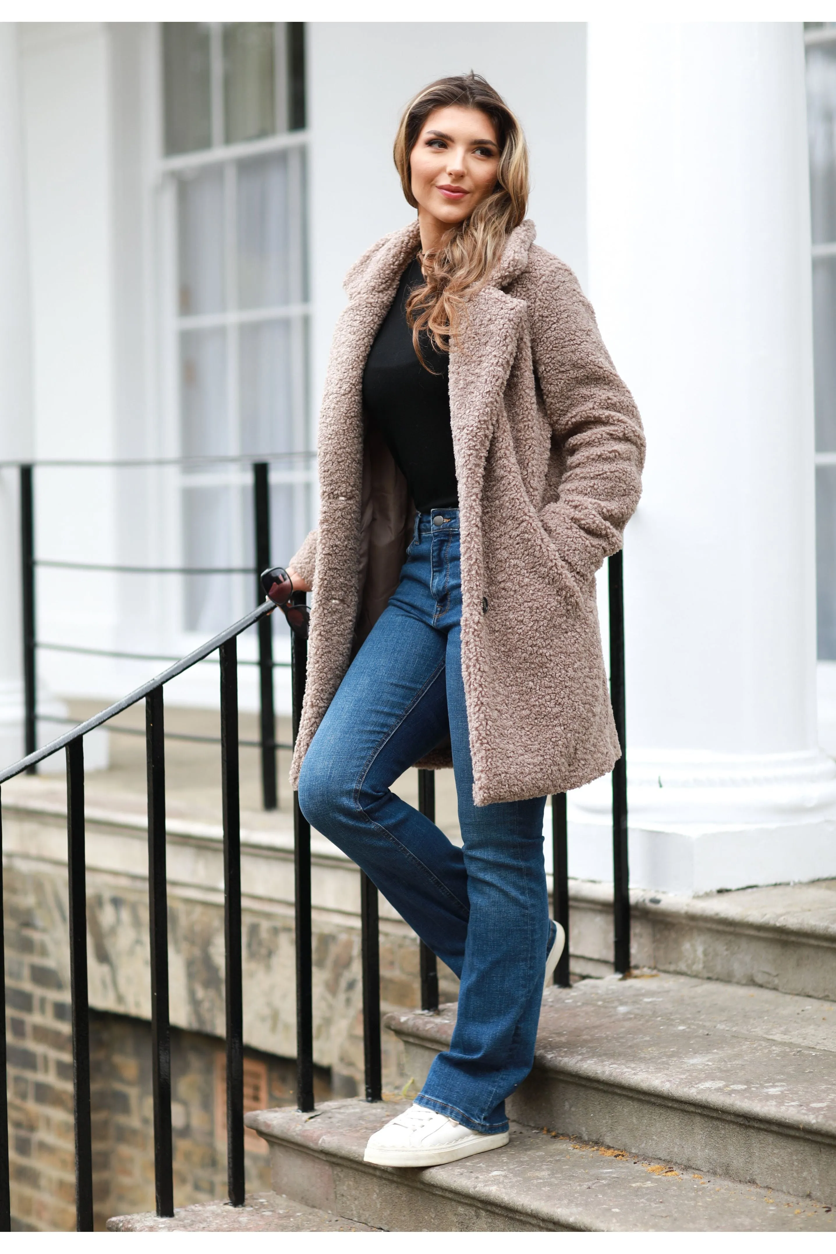 Double Second Taupe Teddy Bear Borg Coat