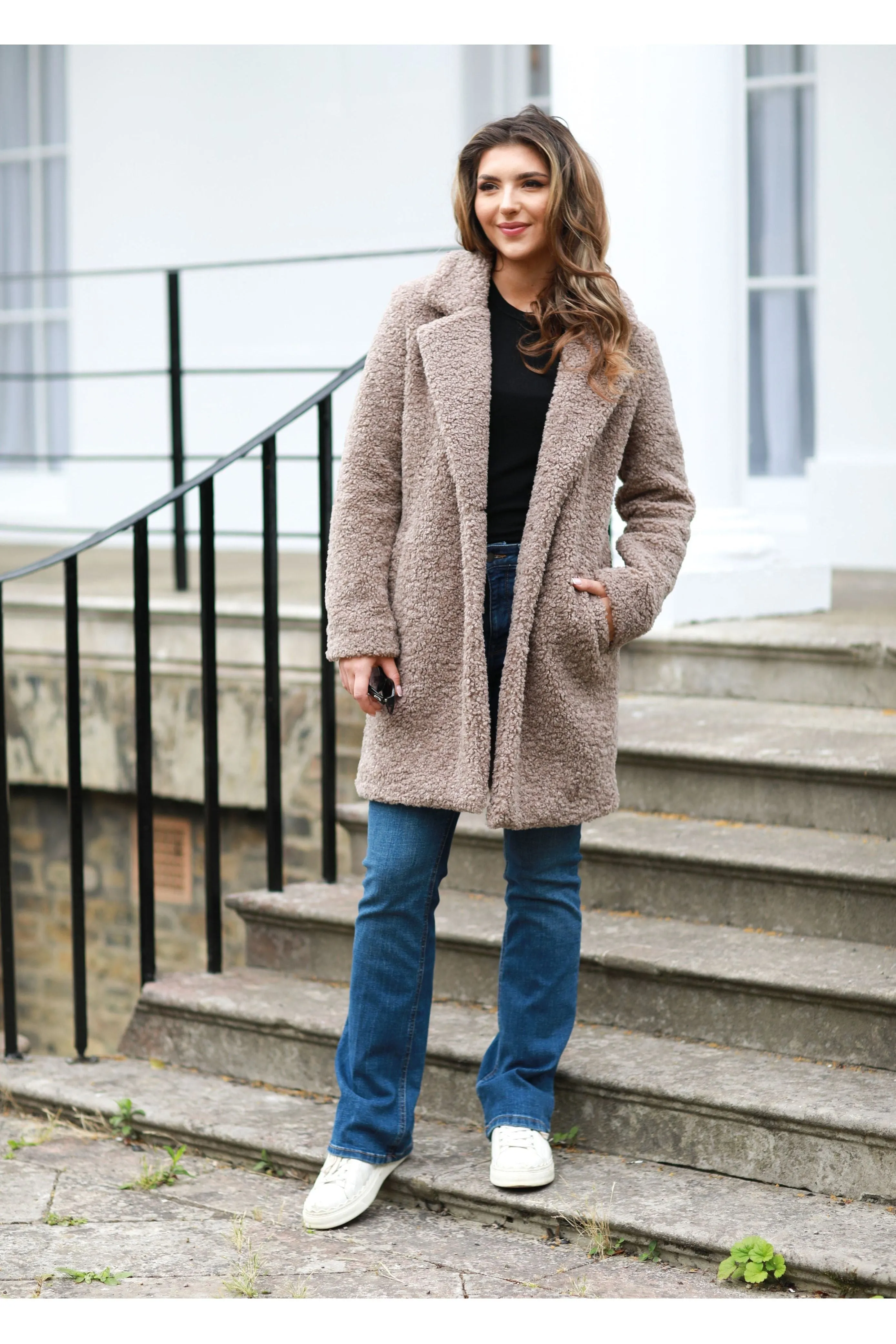 Double Second Taupe Teddy Bear Borg Coat