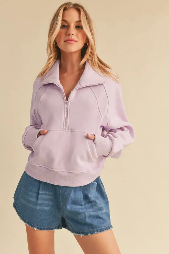 Dove Funnel Neck Half Zip Lavender