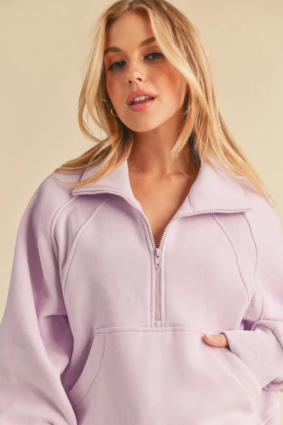 Dove Funnel Neck Half Zip Lavender