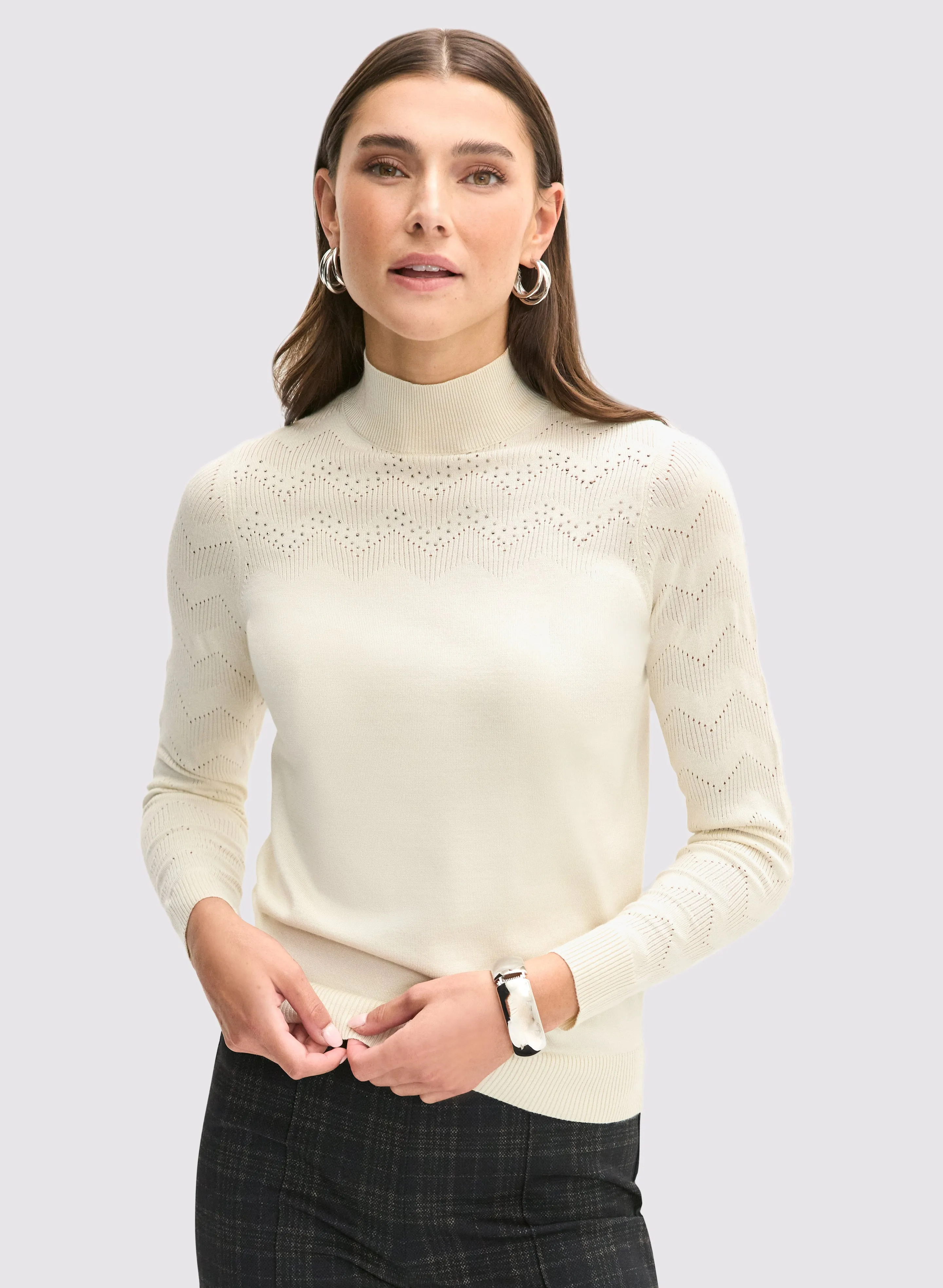 Embellished Funnel Neck Sweater