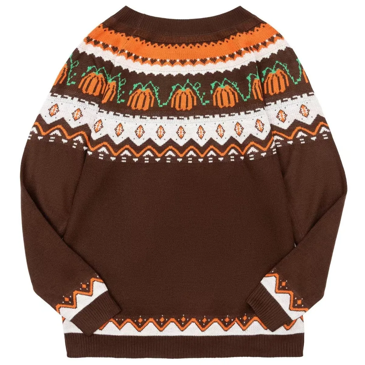 Fall Halloween Knitted Sweater for Women Winter Holiday Xmas Christmas Pullover Sweatshirt Tops(Halloween-Z-Brown,L)