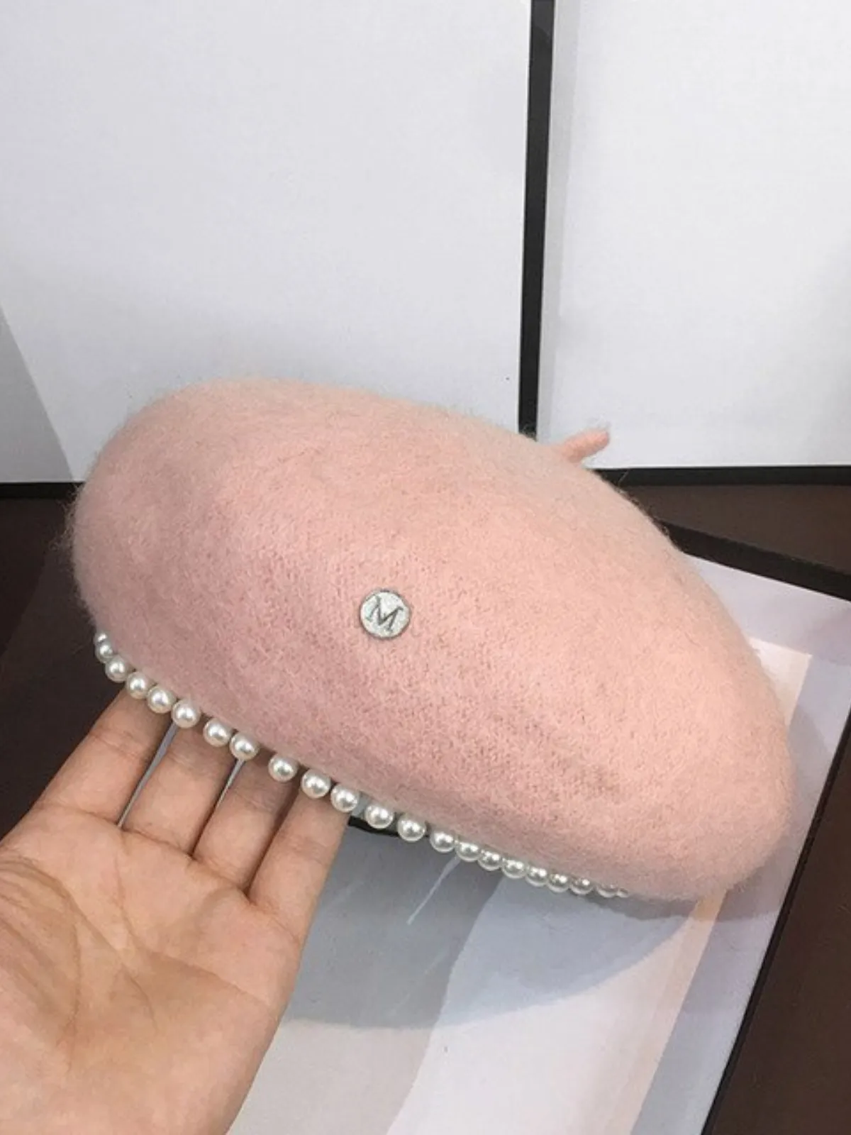 Fit For A Duchess Pearl Trim Wool Beret