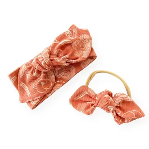 Geo Flowers Rose Ribbed Headbands