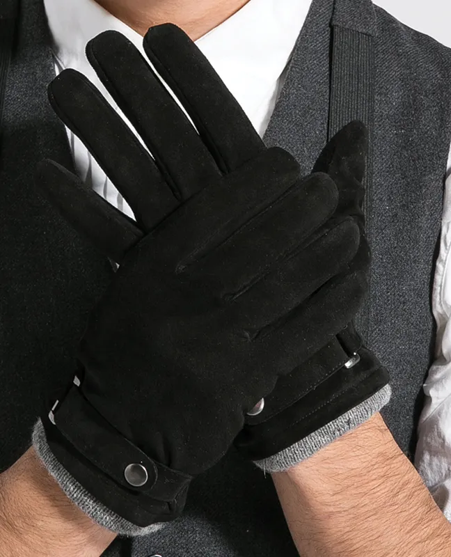 Goatskin Wool Button Glove