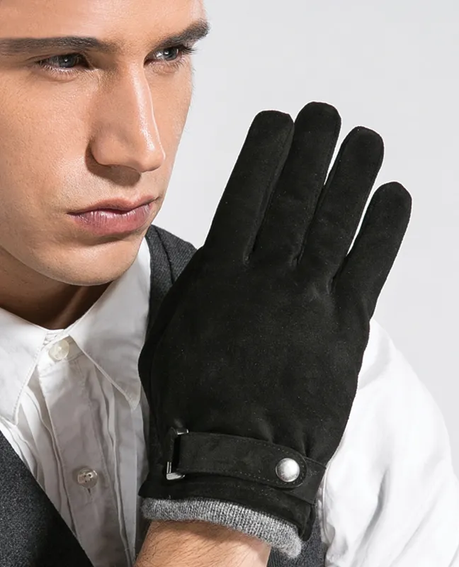 Goatskin Wool Button Glove