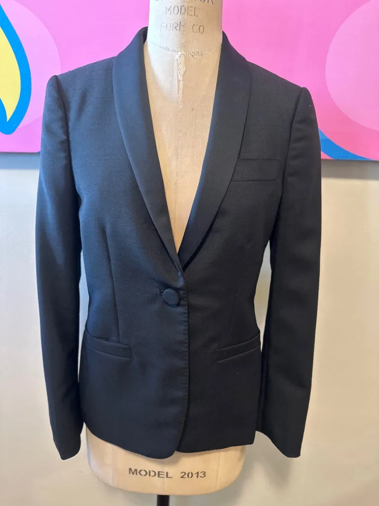 Gucci Size 42 Black Wool Blend Tuxedo Jacket