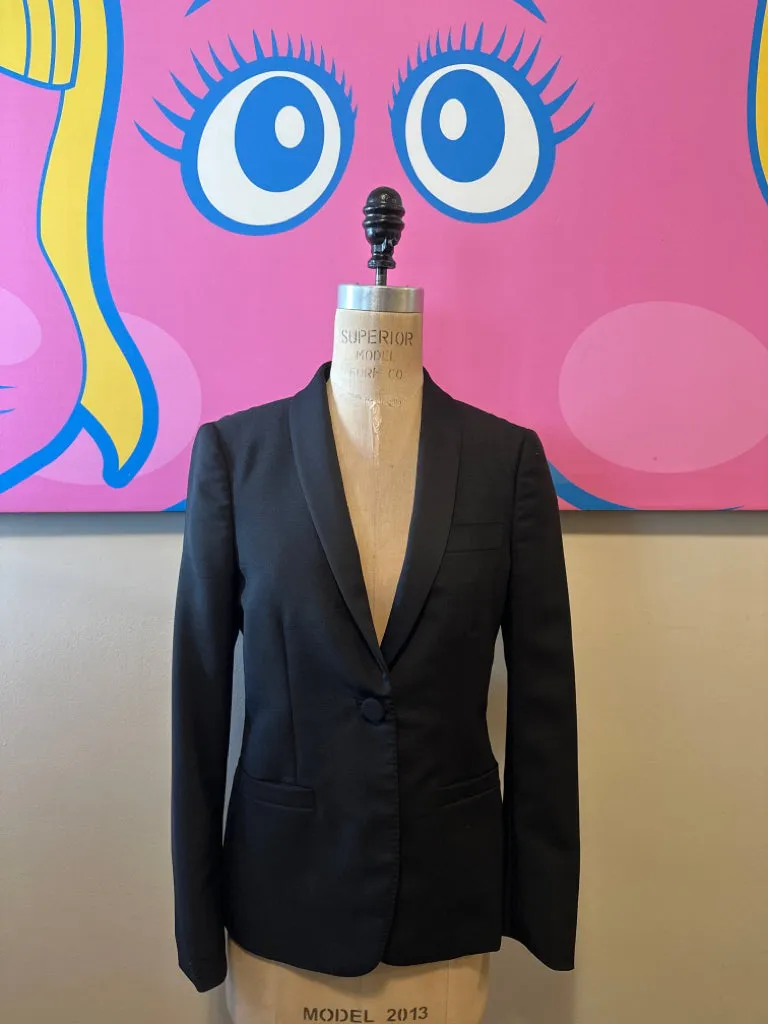 Gucci Size 42 Black Wool Blend Tuxedo Jacket