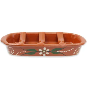 Hand-Painted Terracotta Rectangular Sausage Roaster