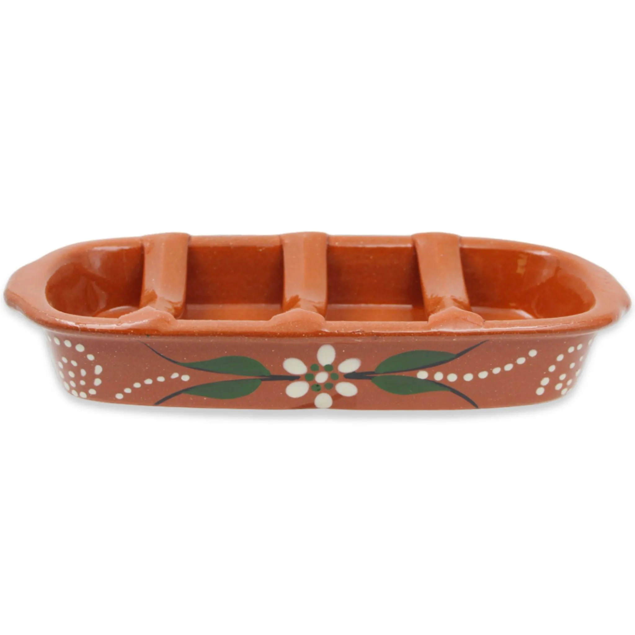 Hand-Painted Terracotta Rectangular Sausage Roaster