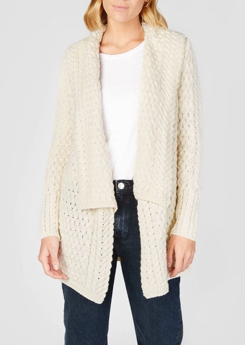 IrelandsEye Women's Waterfall Aran Cardigan | Natural