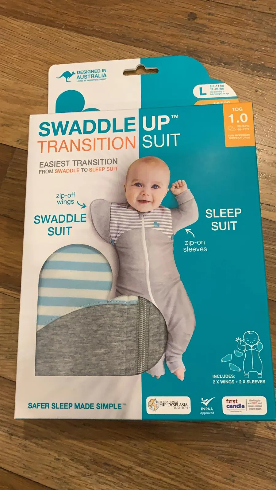 Love To Dream Swaddle UP Transition Suit 1.0 Tog Original Blue