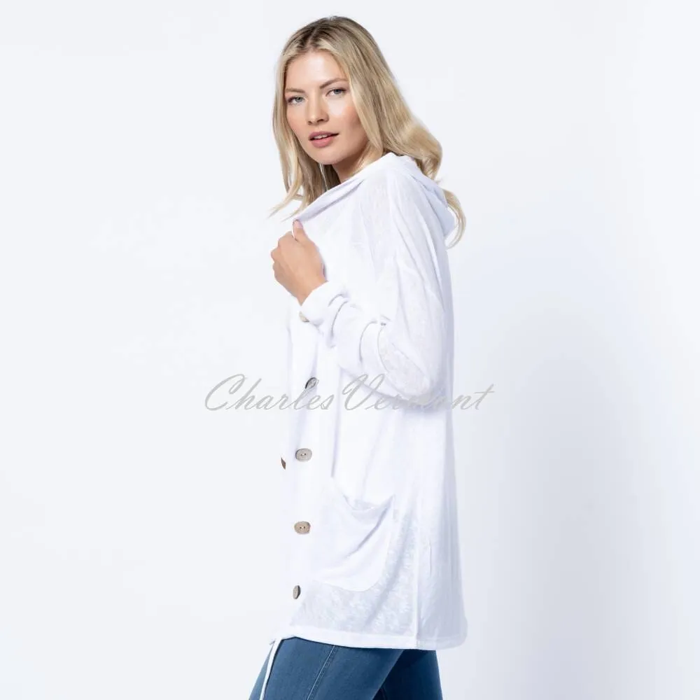 Marble Longline Hooded Cardigan - Style 6549-102 (White)