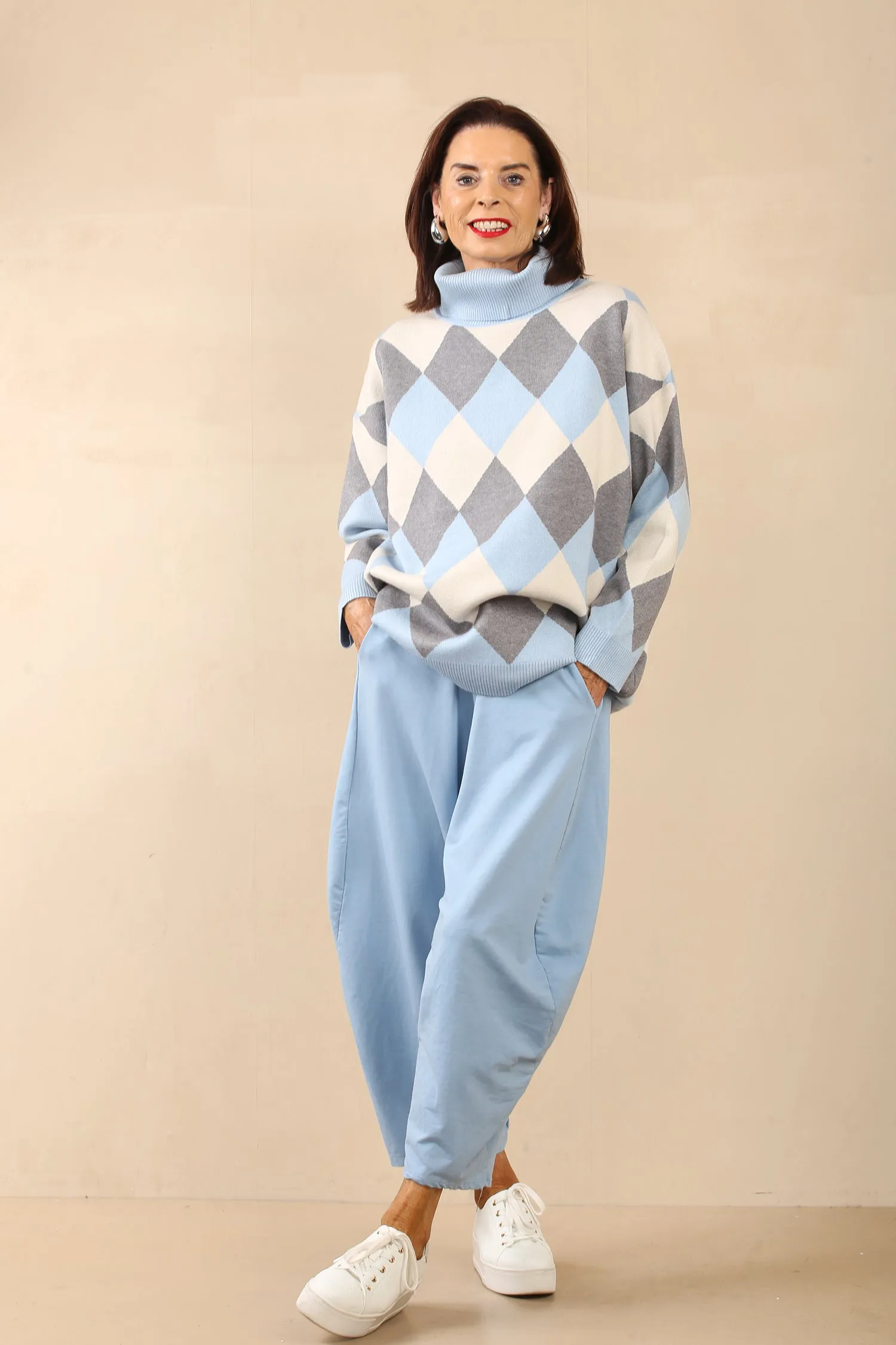 MARIA KNITTED JUMPER - BLUE/GREY