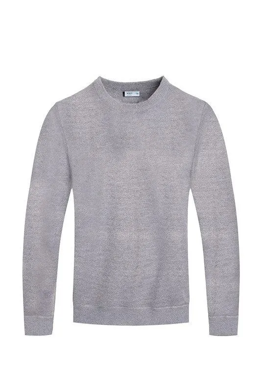 Mens Solid Color Round Neck Sweaters