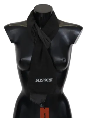 Missoni Elegant Black Wool Scarf with Fringes