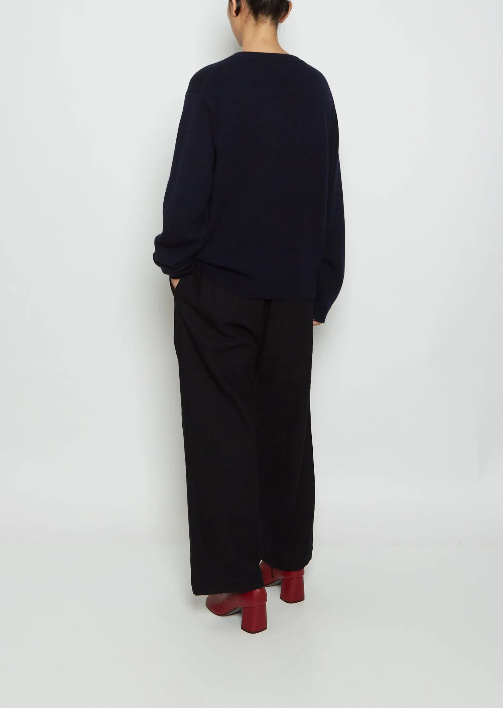 Mood Front Cable Cashmere Sweater — Dark Navy