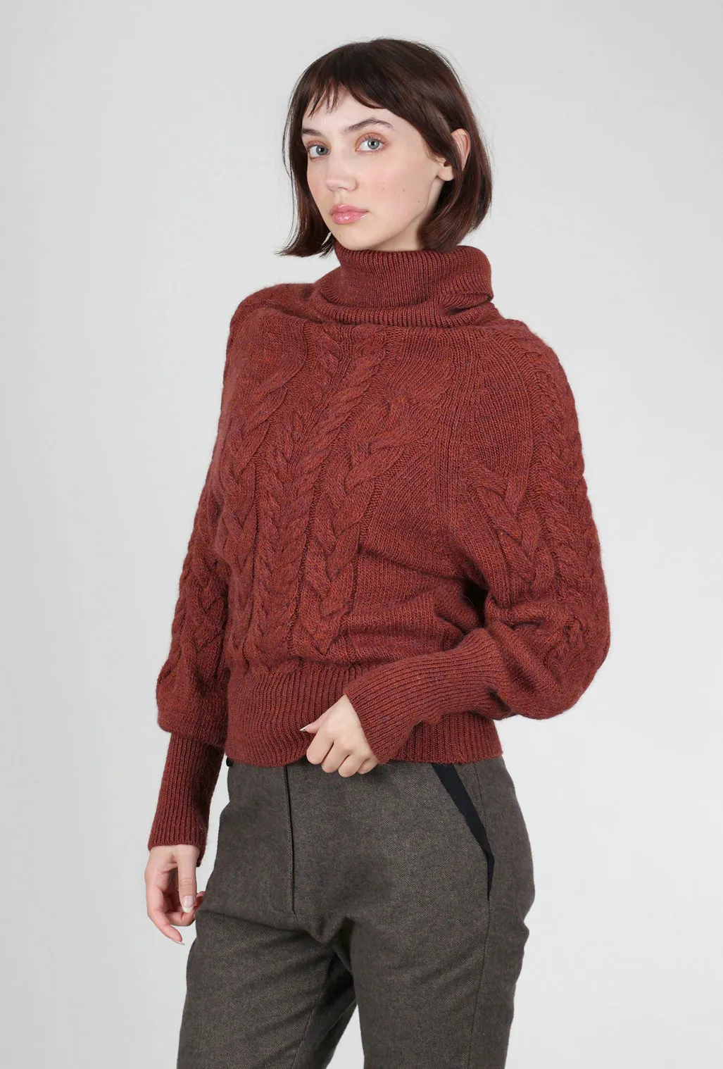 Muffo Cable-Knit Sweater, Terracotta