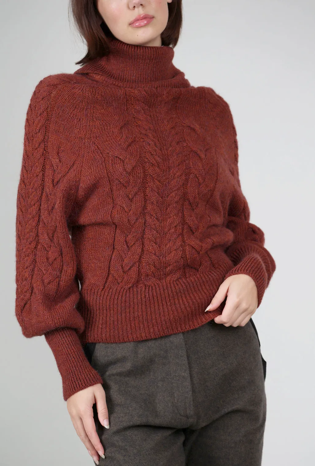 Muffo Cable-Knit Sweater, Terracotta