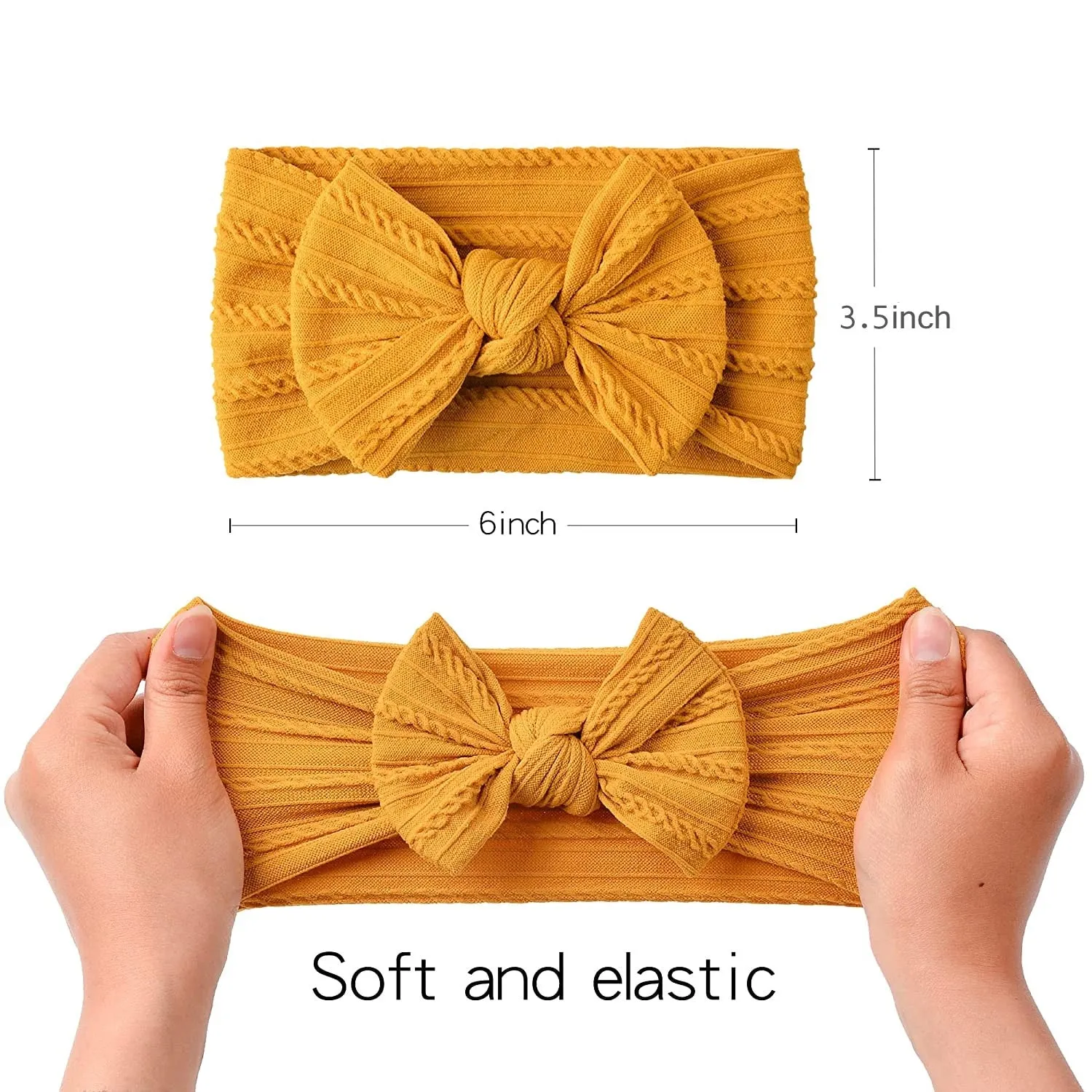 Newborn Baby Headbands - Fashionable and Soft - Wide Elastic Knit Band With Bow (32 Colors)