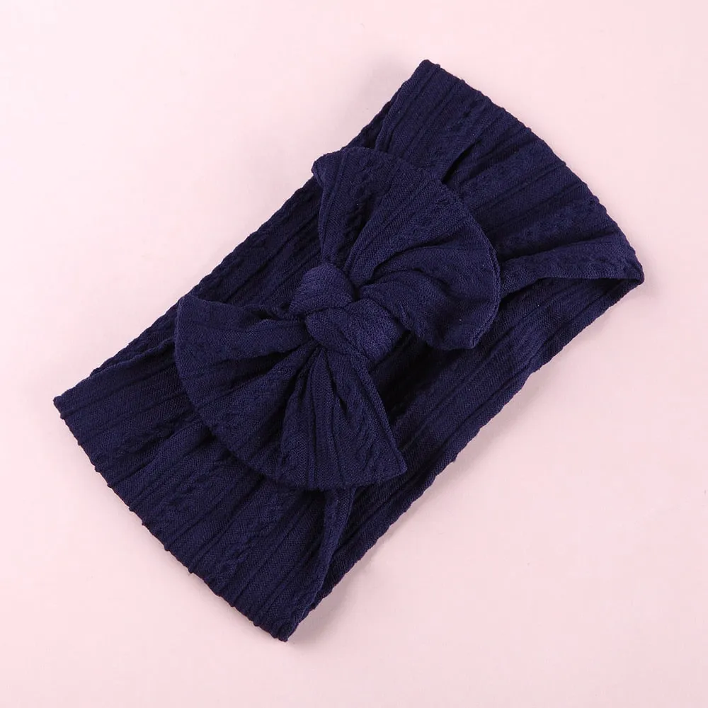 Newborn Baby Headbands - Fashionable and Soft - Wide Elastic Knit Band With Bow (32 Colors)