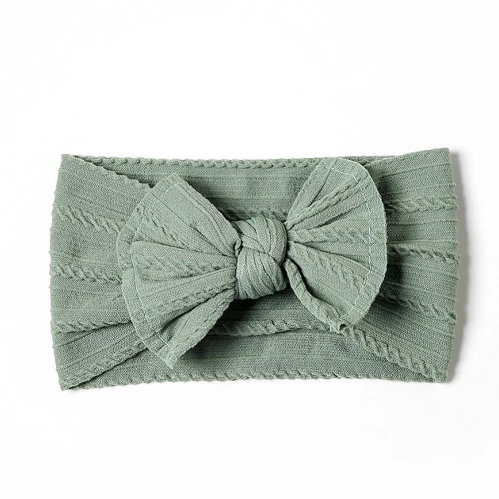 Newborn Baby Headbands - Fashionable and Soft - Wide Elastic Knit Band With Bow (32 Colors)