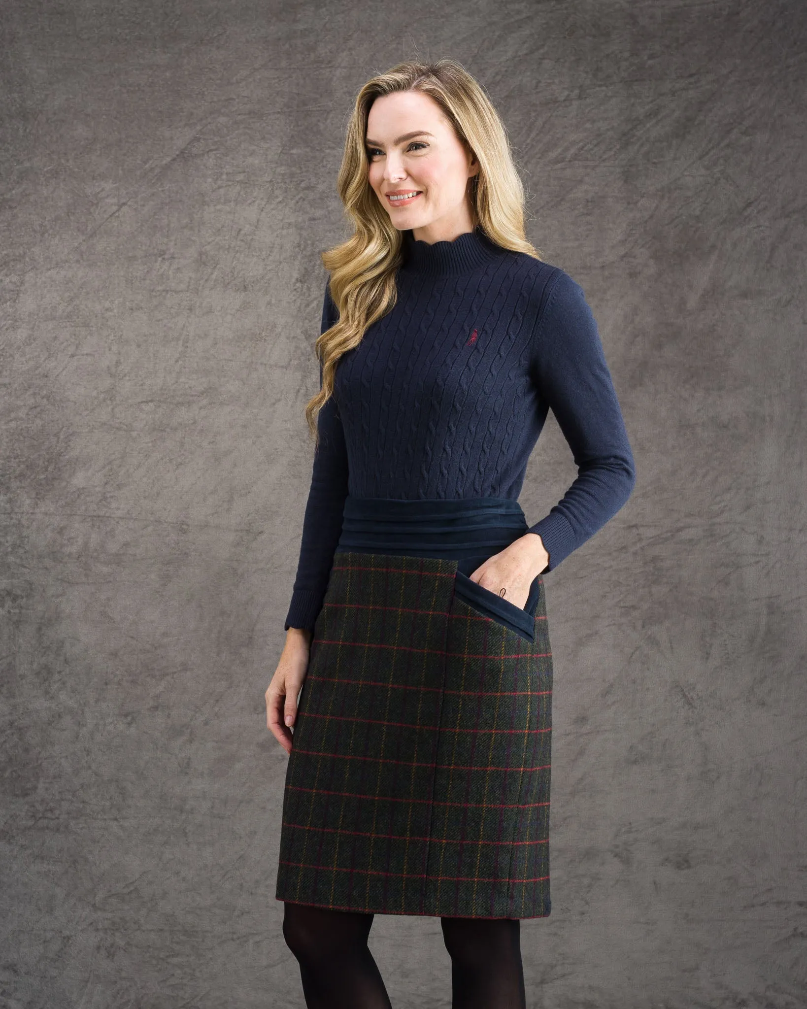 Norah Tweed Skirt - Primary Green