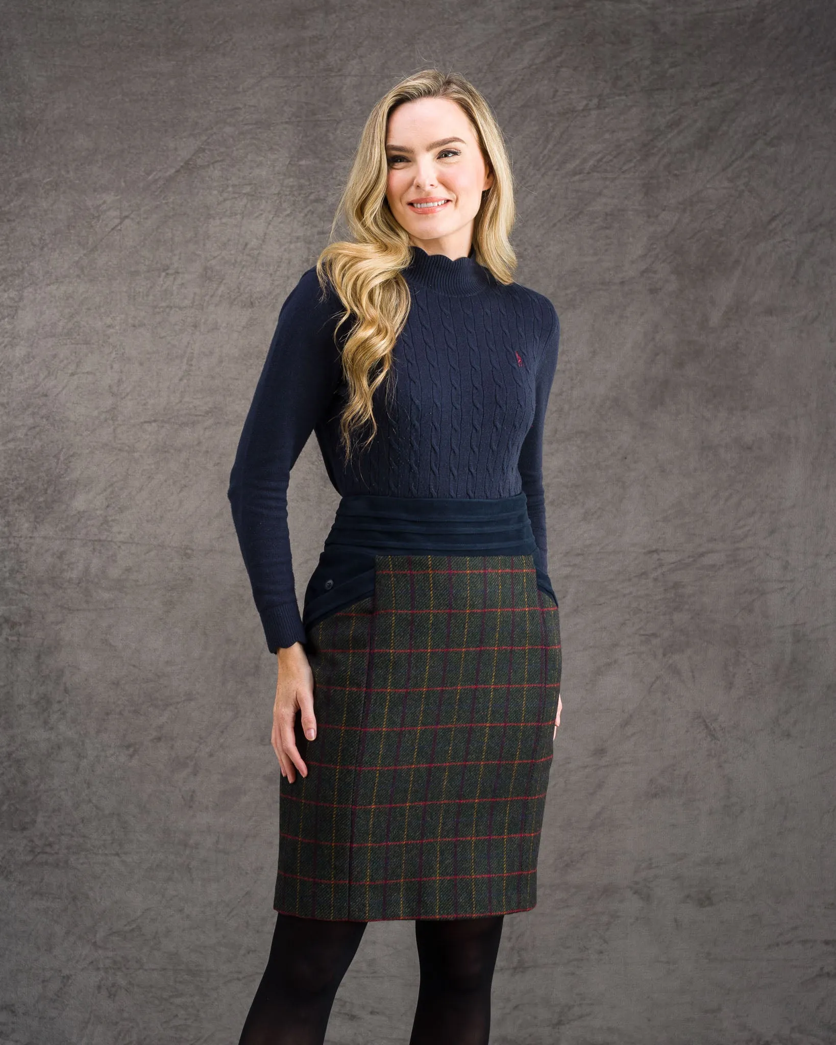 Norah Tweed Skirt - Primary Green