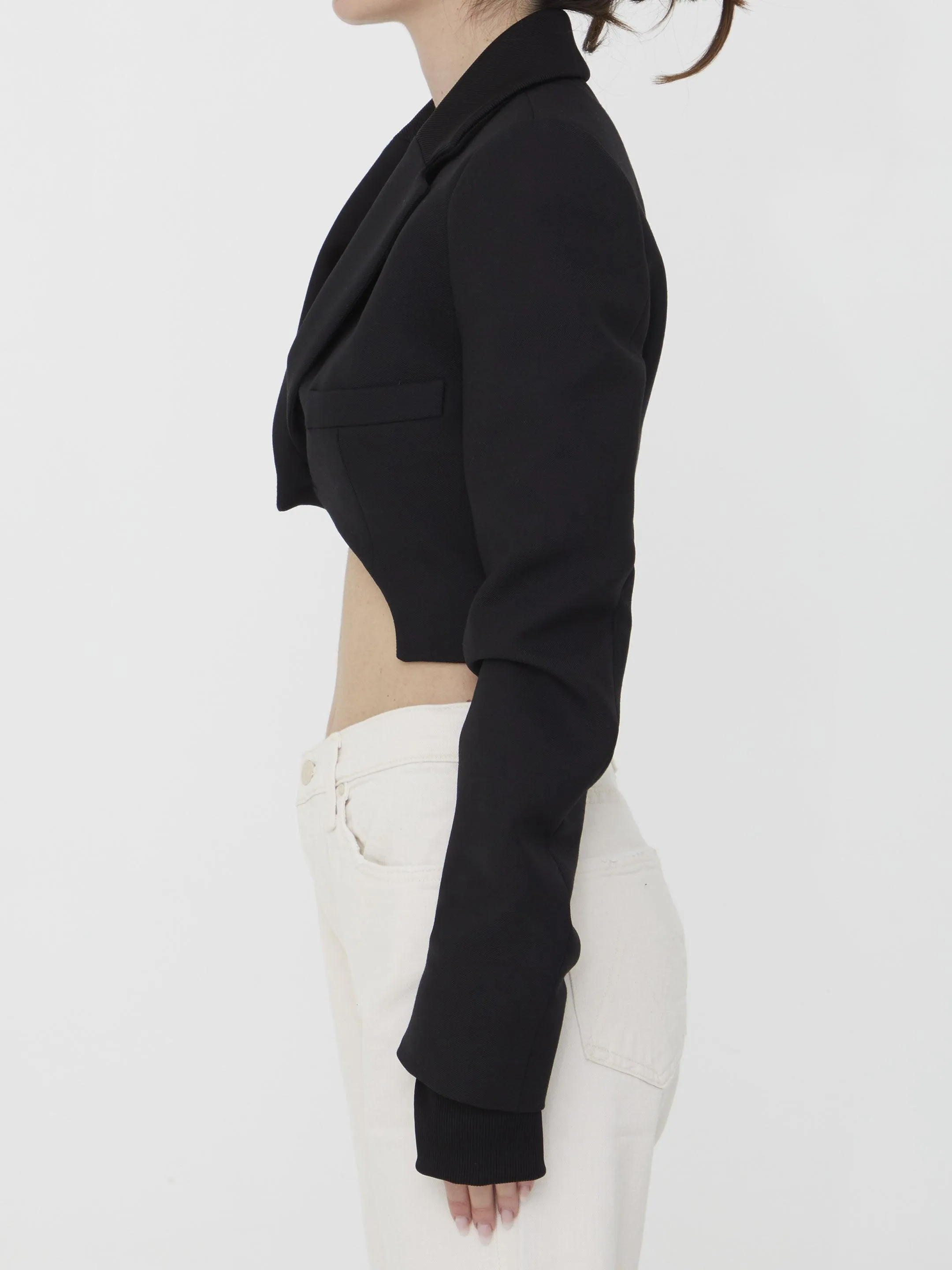 Off White Asymmetrical Cropped Jacket