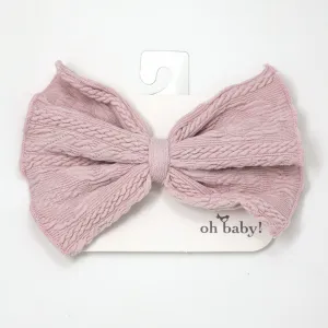 oh baby! Pucker Knit Bow on Nylon Headband - Blush