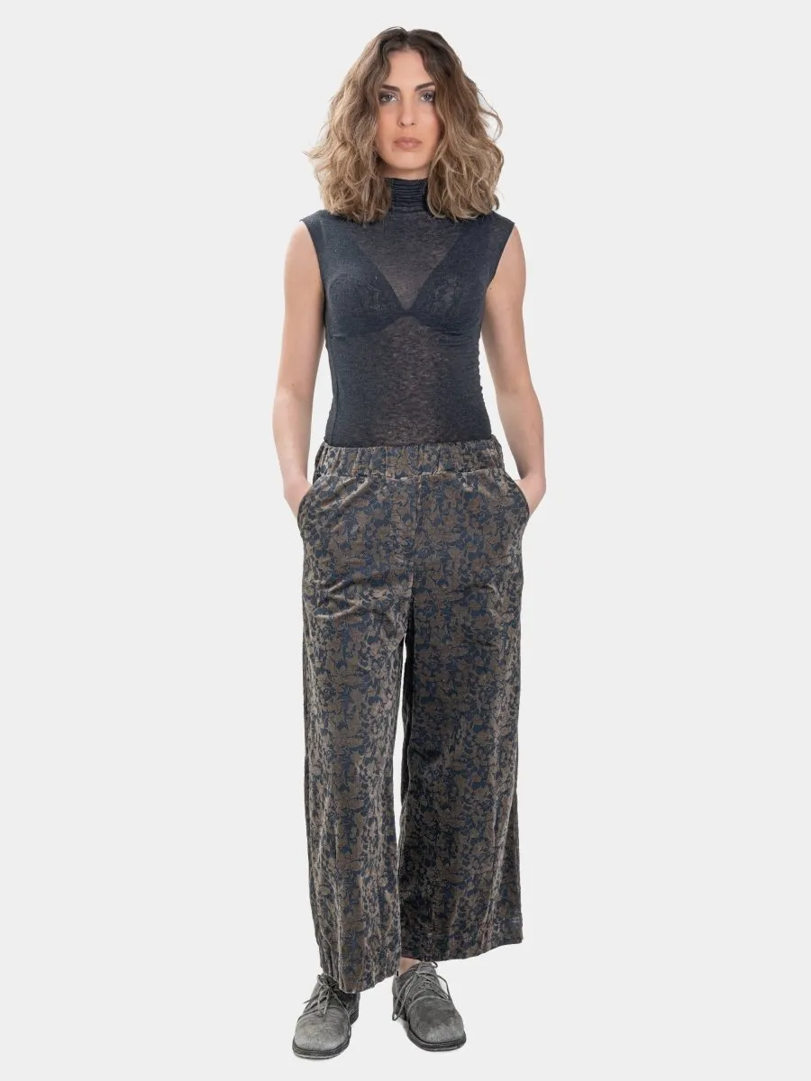 Pleated Tapered Floral Trousers