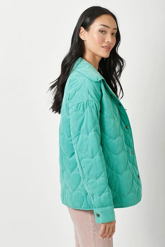 Quilted Heart Padded Jacket Jade