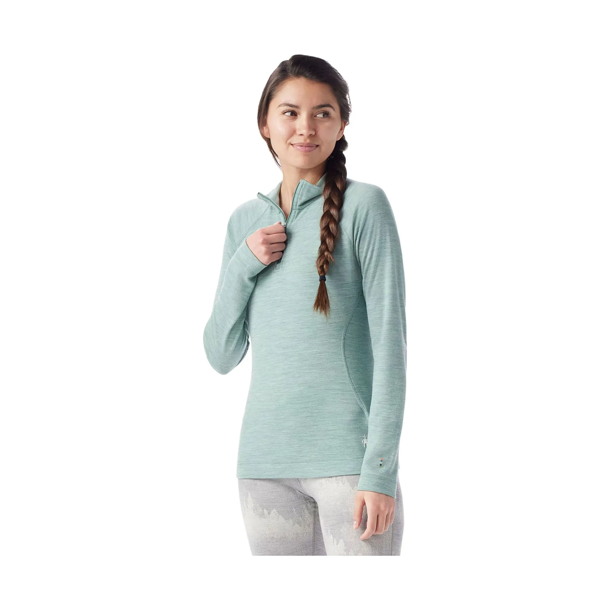 Smartwool Women's Classic Thermal Merino Layer Quarter Zip - Arctic Green Heather