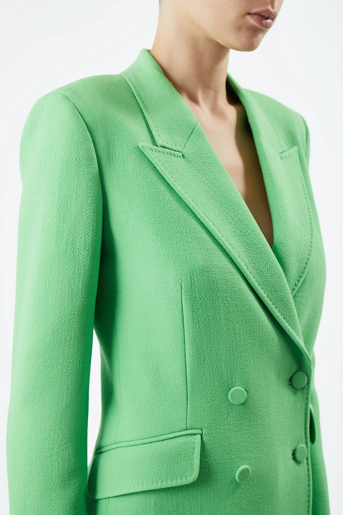 Stephanie Blazer in Fluorescent Green Virgin Wool Crepe