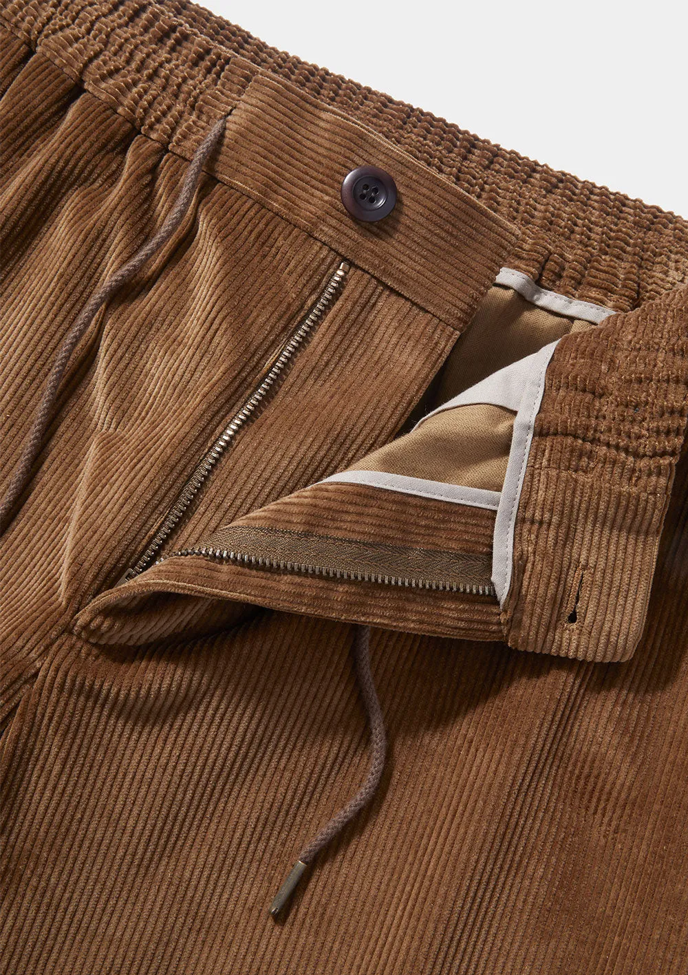 Tan Cotton-Corduroy Drawstring Trousers