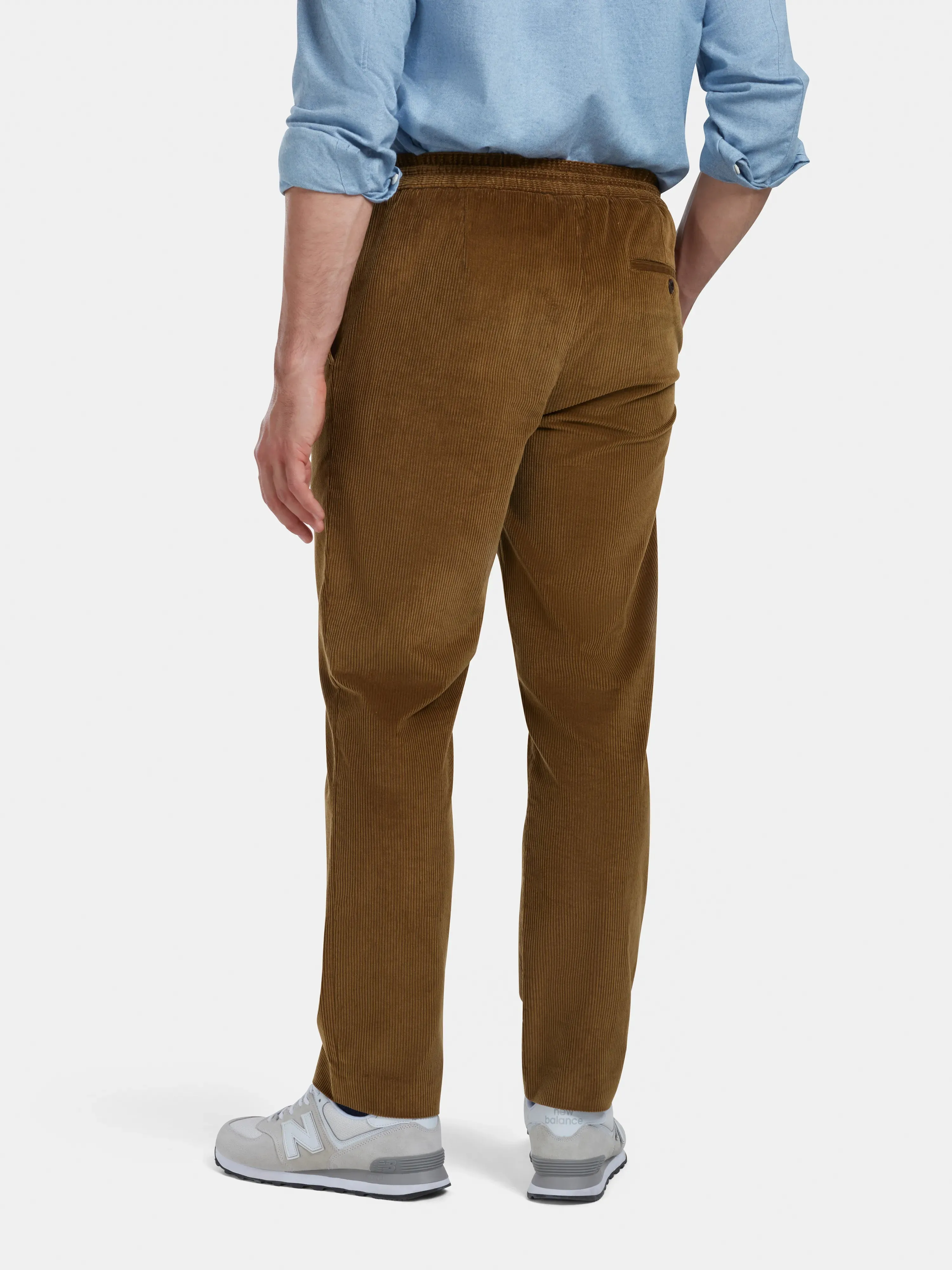 Tan Cotton-Corduroy Drawstring Trousers